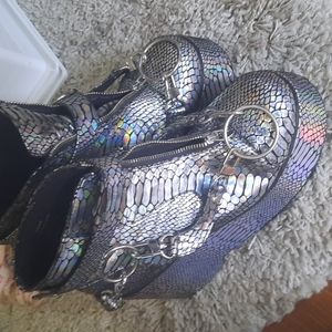 Club Exx Hologram Snake Platform Boots